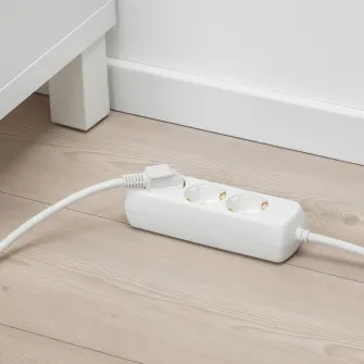 IKEA KOPPLA Prelungitor, cu impamantare/alb, 1.5 m