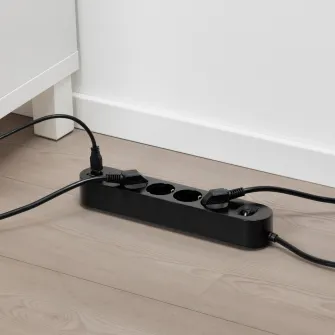 IKEA KOPPLA Prelungitor 4 prize+2 porturi USB, negru, 3.0 m