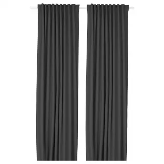 IKEA KORGMOTT Draperii opace, 2buc., gri inchis/rjns, 145x300 cm
