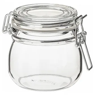IKEA KORKEN Borcan cu capac, sticla transparenta, 0.5 l