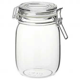 IKEA KORKEN Borcan cu capac, sticla transparenta, 1 l