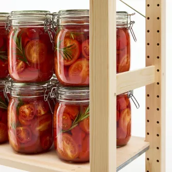 IKEA KORKEN Borcan cu capac, sticla transparenta, 1 l