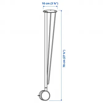 IKEA KRILLE Picior cu rotila, alb, 70 cm