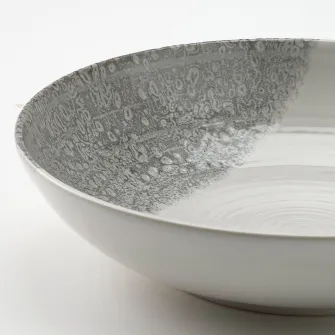 IKEA KRUSTISTEL Farfurie adanca, cu model/gri, 19 cm