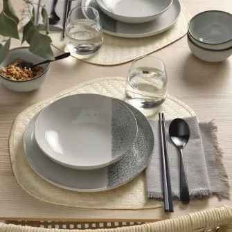 IKEA KRUSTISTEL Farfurie adanca, cu model/gri, 19 cm