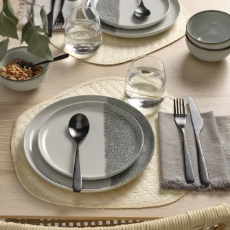 IKEA KRUSTISTEL Farfurie aperitiv, cu model/gri, 20 cm