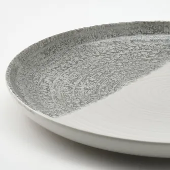 IKEA KRUSTISTEL Farfurie, cu model/gri, 25 cm