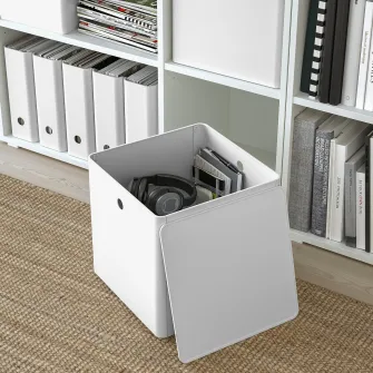 IKEA KUGGIS Cutie cu capac, alb, 32x32x32 cm