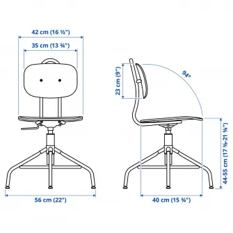 IKEA KULLABERG Scaun rotativ, pin/negru