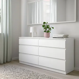 IKEA KULLEN Comoda 6 sertare, alb, 140x72 cm