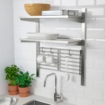 IKEA KUNGSFORS Sina suspendare+polita/gratar prt, inox