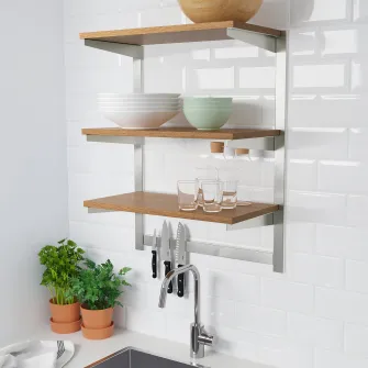 IKEA KUNGSFORS Sina susp+polita/suport magn cutite, inox/frasin