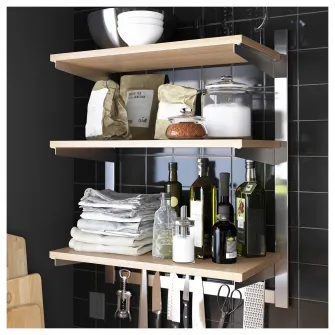 IKEA KUNGSFORS Sina susp+polita/suport magn cutite, inox/frasin