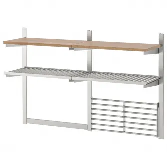 IKEA KUNGSFORS Sina/polita/suport cutite/gratar, inox/furnir frasin