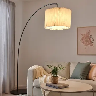 IKEA KUNGSHULT / SKAFTET Lampadar, arcuit, alb/negru