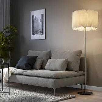 IKEA KUNGSHULT Abajur, plisat alb, 42 cm