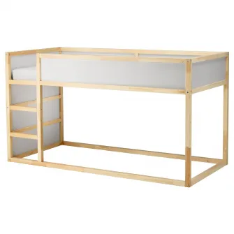 IKEA KURA Pat reversibil, alb/pin, 90x200 cm