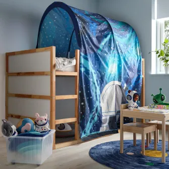 IKEA KURA Cort pentru pat, spatiu/albastru