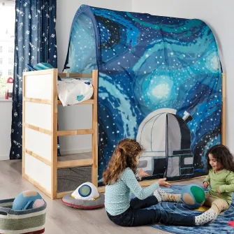 IKEA KURA Cort pentru pat, spatiu/albastru