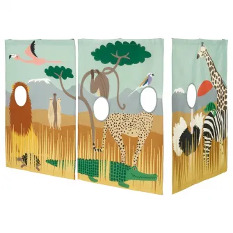 IKEA KURA Perdea pat, multicolor/animale din savana