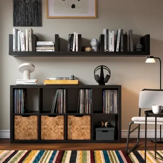 IKEA LACK Etajera suspendata, negru-maro, 30x190 cm
