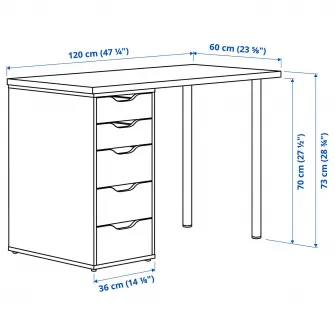 IKEA LAGKAPTEN / ALEX Birou, alb, 120x60 cm