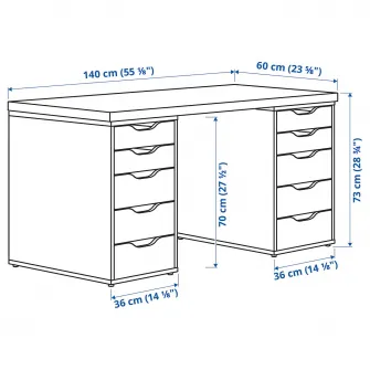 IKEA LAGKAPTEN / ALEX Birou, alb, 140x60 cm