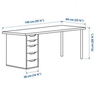 IKEA LAGKAPTEN / ALEX Birou, alb, 140x60 cm