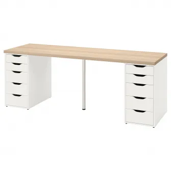 IKEA LAGKAPTEN / ALEX Birou, stejar vopsit alb/alb, 200x60 cm