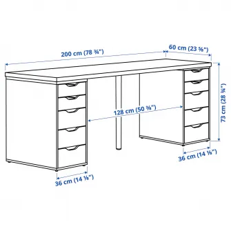 IKEA LAGKAPTEN / ALEX Birou, stejar vopsit alb/alb, 200x60 cm