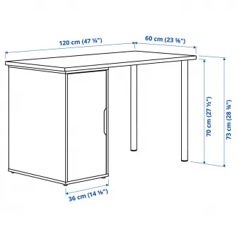 IKEA LAGKAPTEN / ALEX Birou, vopsit alb/aspect stejar alb, 120x60 cm