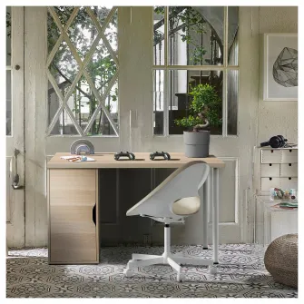 IKEA LAGKAPTEN / ALEX Birou, vopsit alb/aspect stejar alb, 120x60 cm