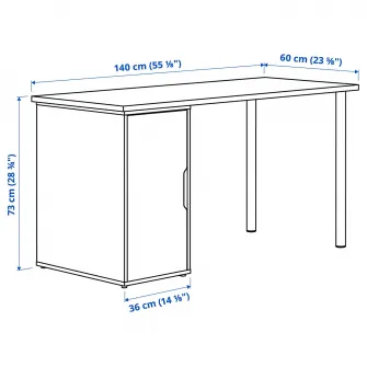 IKEA LAGKAPTEN / ALEX Birou, vopsit alb/aspect stejar alb, 140x60 cm