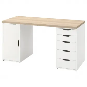 IKEA LAGKAPTEN / ALEX Birou, vopsit alb/aspect stejar alb, 140x60 cm