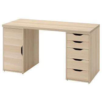 IKEA LAGKAPTEN / ALEX Birou, vopsit alb/aspect stejar alb, 140x60 cm