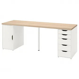 IKEA LAGKAPTEN / ALEX Birou, vopsit alb/aspect stejar alb, 200x60 cm