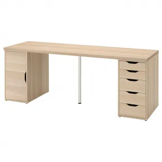 IKEA LAGKAPTEN / ALEX Birou, vopsit alb/aspect stejar alb, 200x60 cm