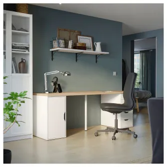 IKEA LAGKAPTEN / ALEX Birou, vopsit alb/aspect stejar alb, 200x60 cm