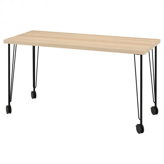 IKEA LAGKAPTEN / KRILLE Birou, aspect stejar antichizat negru, 140x60 cm