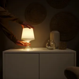 IKEA LAMPAN Veioza LED portabila, cu baterii culoare adaptabila/exterior alb, 24 cm