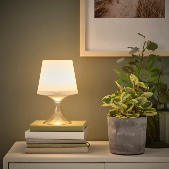 IKEA LAMPAN Veioza LED portabila, cu baterii culoare adaptabila/exterior alb, 24 cm