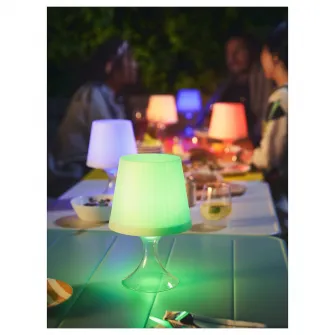 IKEA LAMPAN Veioza LED portabila, cu baterii culoare adaptabila/exterior alb, 24 cm