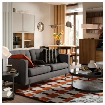 IKEA LANDSKRONA Canapea 2 locuri, Gunnared gri inchis/metal