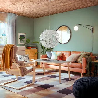 IKEA LANDSKRONA Canapea 3 locuri, Grann/Bomstad maro-auriu/lemn