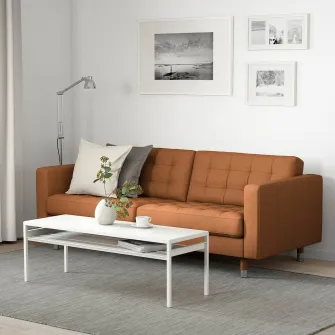 IKEA LANDSKRONA Canapea 3 locuri, Grann/Bomstad maro-auriu/metal