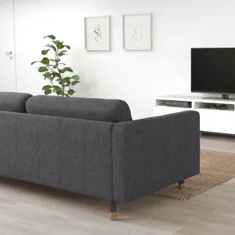 IKEA LANDSKRONA Canapea 3 locuri, Gunnared gri inchis/metal