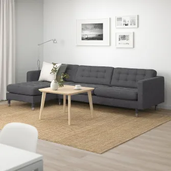 IKEA LANDSKRONA Canapea 4 locuri, cu sezlong/Gunnared gri inchis/metal