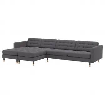IKEA LANDSKRONA Canapea modulara 5 locuri, cu sezlonguri/Gunnared gri inchis/metal