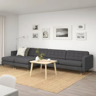 IKEA LANDSKRONA Canapea modulara 5 locuri, cu sezlonguri/Gunnared gri inchis/metal