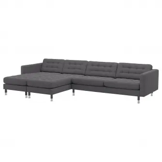 IKEA LANDSKRONA Canapea modulara 5 locuri, cu sezlonguri/Gunnared gri inchis/metal